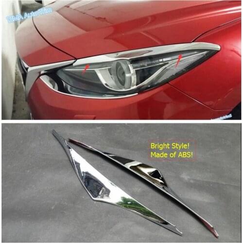 Lapetus Bright Style Car Styling Front Head Lights Lamps Eyelid Cover Trim ABS For Mazda 3 AXELA Hatchback Sedan 2014 2015 2016