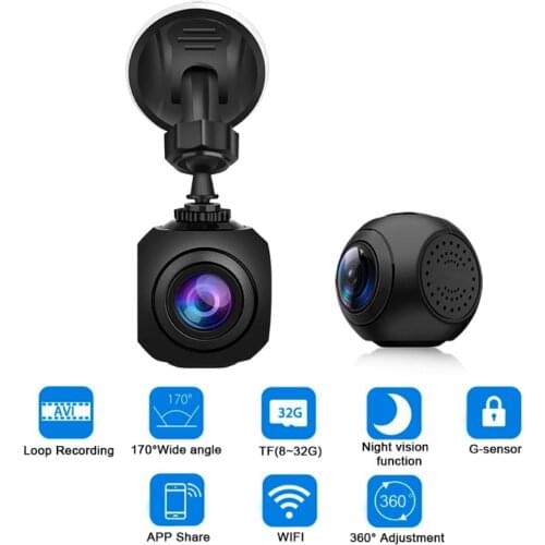 Hot Car DVR HD Video Recorder Screenless WIFI Driving Recorder 360 Adjustment Dashcam Night Vison Car Camera G-Sensor Dash Cam