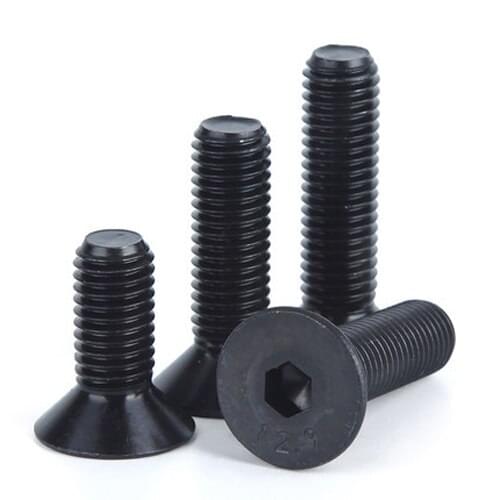 M2x3mm-20mm carbon steel black flat head hexagon socket bolt countersunk head hex socket screws