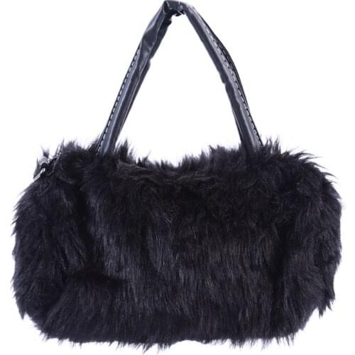 Lady Girl Pretty Cute Faux Rabbit Fur Handbag Shoulder Messenger Bag Tote Fashion Women Long Fur Grass Handbag Messenger Bag