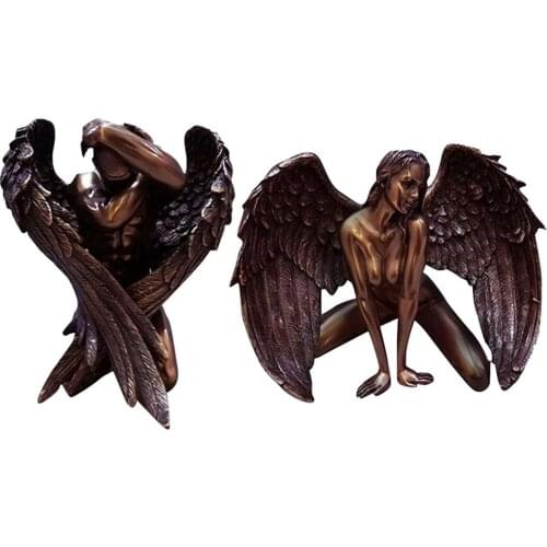 Mini Redemption Angel Home Decor Fallen Angel Statue Resin Outdoor Sculpture Desktop Ornament For Halloween Xmas Decoration