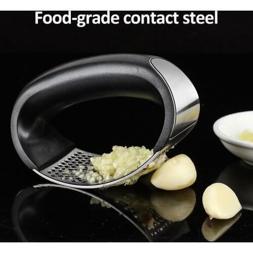 Multifunctional 304 Stainless Steel Garlic Press Curve Fruit and Vegetable Tool Kitchen Squeezer Kitchen Handheld Ginger Garlic