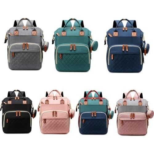 Fashion Women Mummy Bag Hit Color Nappy Maternity Stroller Bags Travel Foldable Baby Bed Sleeping Large Capacity Backpack Baby