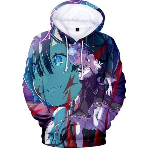 Men Hoodies Anime Re:zero Twin Maid Ram Rem 3D Print Men/women Hoodies Sweatshirts Long Sleeve 2021 Harajuku Hip Hop Pullover