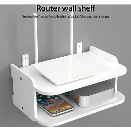 Punch-free Living Room TV Wall Set-top Box Rack Router Socket Storage Box Wall-mounted Decorative TV Screen Top Storage Rack