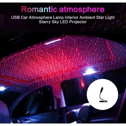 Car Roof Star Night Lights Decorative Lamp Projector Light Interior Ambient Atmosphere Galaxy Lamp Decoration Light USB Plug