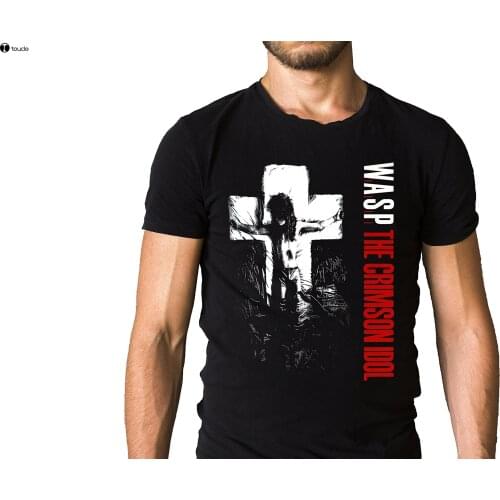New Hot Summer Fashion W.A.S.P Crimson Idol 1992 T-Shirt - Wasp Heavy Metal, Shock Rock New Black (Large) T-Shirt Short Mens