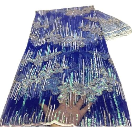 New Arrivals African Sequins Lace Fabric 2021 High Quality Lace Nigerian French Mesh Lace Fabric 5 Yards For Dress XZ-225