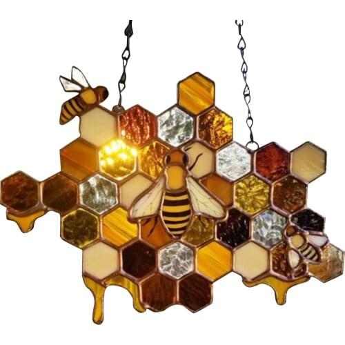 Bee Honeycomb Sun Catcher Window Hanging Ornament Decoration Beehive Pendan Honeycomb Art Decoration For Home Garden