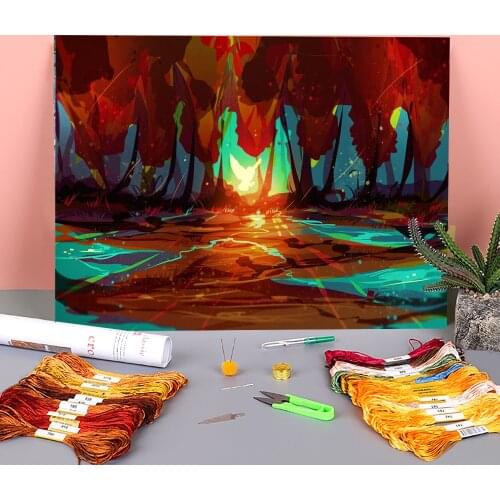 Scenery The Owl Place Printed Canvas 11CT Cross-Stitch Embroidery Complete Kit DMC Threads Knitting Needlework Promotions