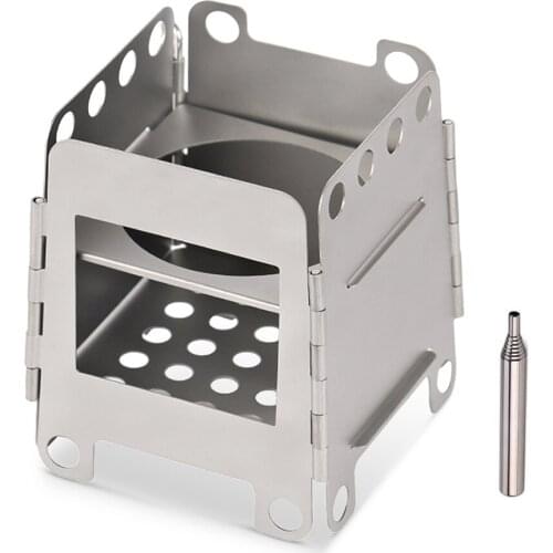 Portable Titanium Stove Lightweight Folding Wood Stove Pocket Stove with Mini Alcohol Stove for Outdoor Camping Picnic