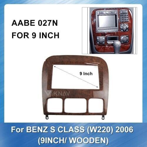 9 inch Car Radio Fascias fit for Benz S CLASS W220 2006 (Mahogany) Dash Kit Dashboard Installation Trim Frame Stereo Panel Bezel