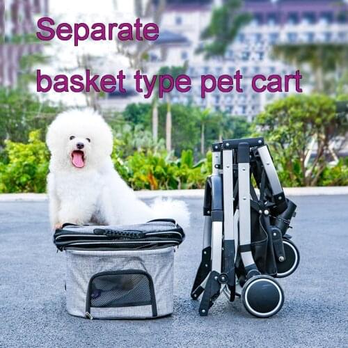 Separate Type Pet Cart Dogs Cats Poodle Transportation Dog Car Seat Cabin Separation Portable Folding Pet Dogs Accessories