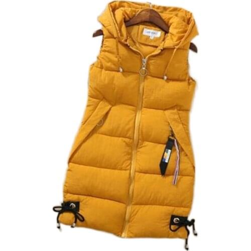 Plus size S -3XL Women Vest Winter Jacket Pocket Hooded Coat Warm Casual Cotton Padded Vest female Slim Sleeveless Waistcoat
