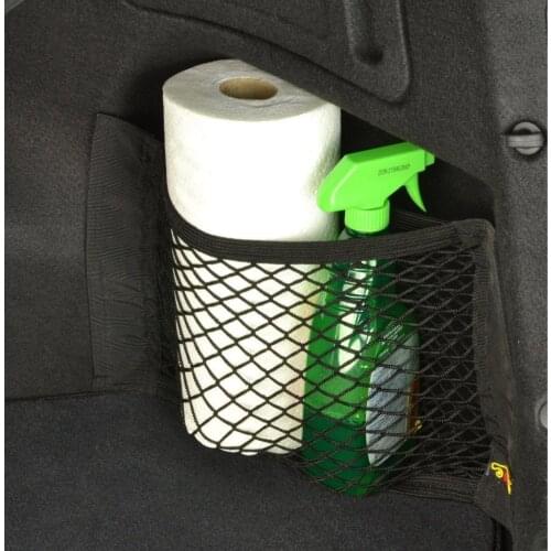 Adjustable Elastic Heavy Duty Cargo Net - Nylon Car Trunk Rear Cargo Organizer - for Car, SUV, Truck - Black