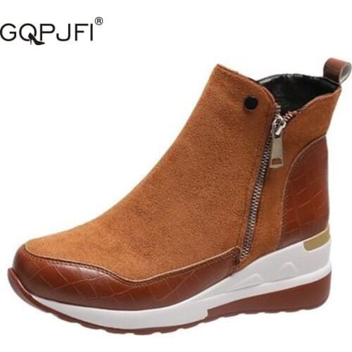 Winter Season Slope Heel Womens Boots Thick Bottom Heighten Fashion Boots Solid Color Bare Boots Roman Boots Warm Snow Boots