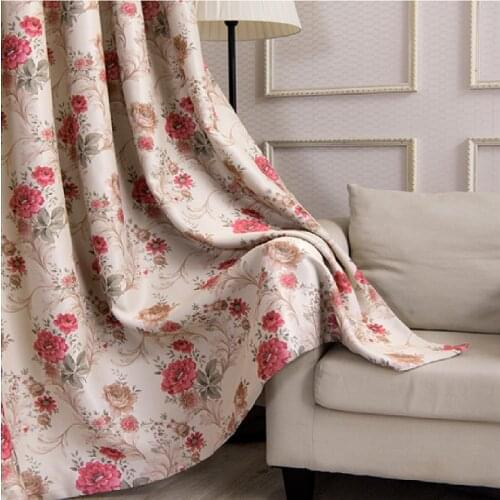 Simple Shading Black Silk Curtain Cloth Pastoral Peony Flower Living Room Bedroom Balcony Shade Curtain Screen