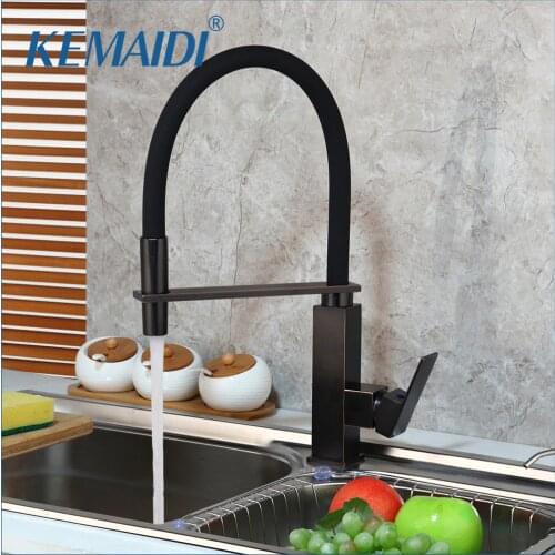 KEMAIDI 3 Color 360 Swivel Kitchen Basin Faucets Pull Out Black Nickel Brushed Deck Mounted Rotated Sink Mixer Tap Faucet