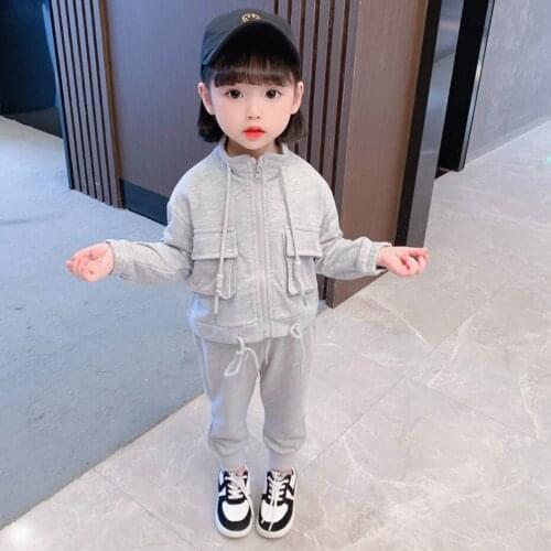 Girls Sport Clothes Jacket + Pants Clothing For Girls Solid Color Girls Tracksuit Toddler Childrens Tracksuits