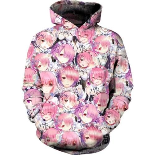 SOSHIRL Harajuku Anime Hoodies Hipster Funny Cute Ram and Rem Hoody Unisex Winter Streetwear Best Sister Classic Pullovers Tops