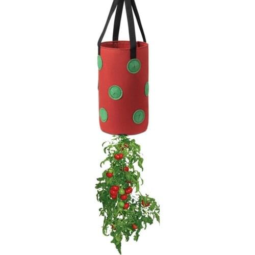 Growing Pouch Durable Large Capacity Non-woven Fabric Hanging Strawberry Plant Pot Bag With Holes for Garden supplies