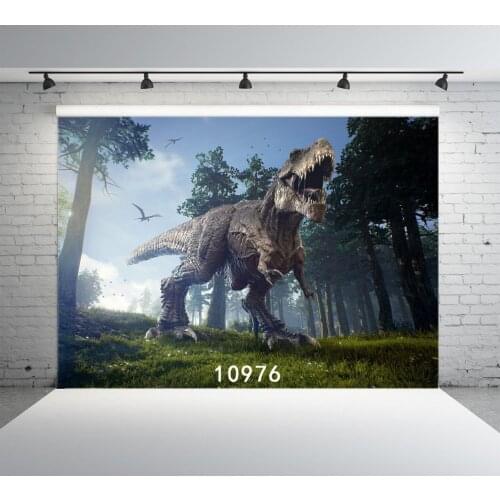 Tyrannosaurus Quetzalcoatlus Patrolling Sky Forest Tree backdrop polyester or Vinyl cloth Computer print wall background
