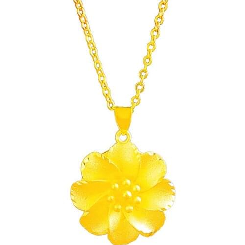 Original 24K gold color chains Necklace For Women Luxurious Exquisite romance small flower Vintage Golden Choker wedding jewelry