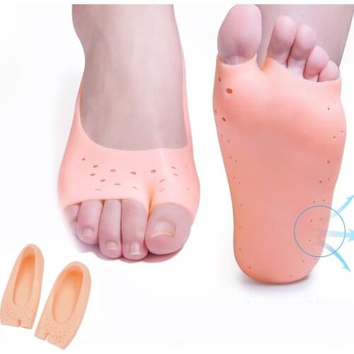 1Pair/2 Pcs Silicone Insole Gel Socks Feet Protector Pain Relief Crack Prevention Moisturize Heels Shoes Gel Sock Foot Care Tool