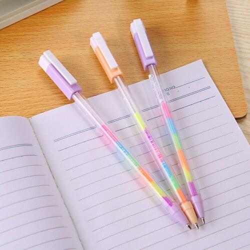 1PC Rainbow Large-Capacity Water Chalk Water-Based Pen Highlighter Pen Rainbow Gradient Pens School Office Supplie Student Gift