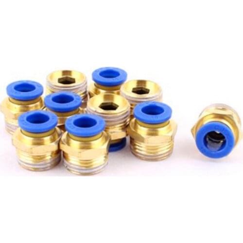10 Pcs 10mm Tube to 1/2 BSP Thread Push in Quick Connect Fittings PC10-04