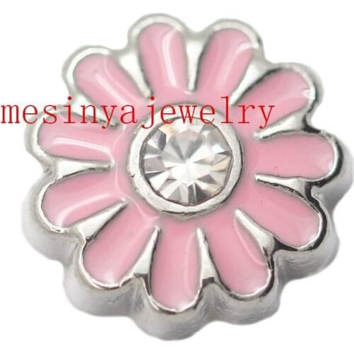 10pcs Light Pink Daisy Flower Custom Floating Charms For Glass Locket