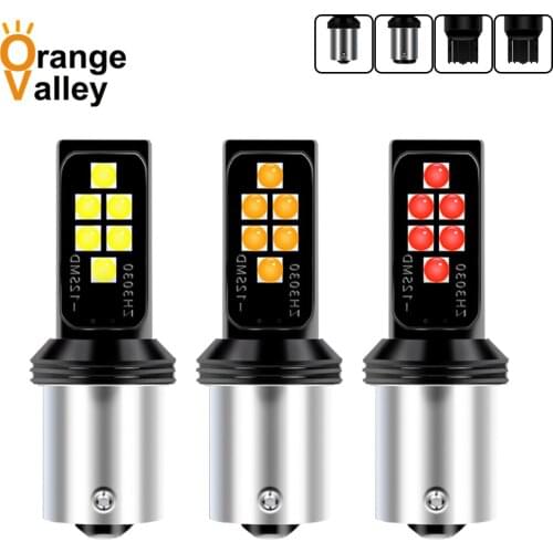 100Pcs BA15S 1156 P21W T20 7440 7443 1157 BAY15D LED 12 SMD 3030 Car LED Auto DRL Turn Signal Light Reversing lamp