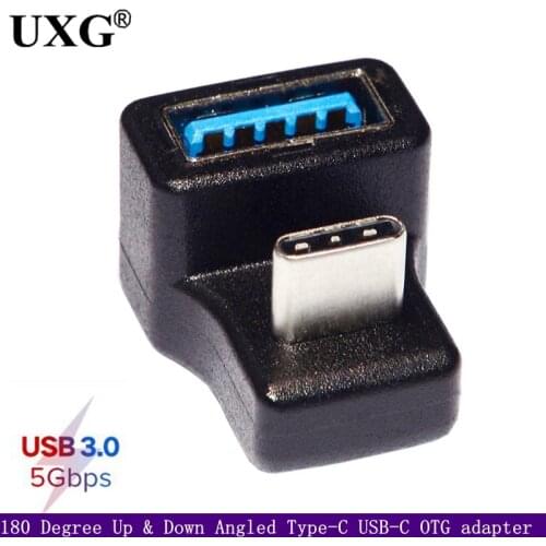 180 Degree Up & Down Angled Type-C USB-C OTG to USB 5.0 Female Extension Adapter for Cell Phone / Tablet adapter