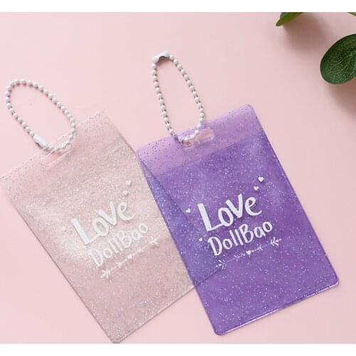 2 Pockets Glitter Photo Card Holder Pockets for Mini Photo Sticker & Name Card 3 Inch 6.35 x 9cm Photos with Key Chain