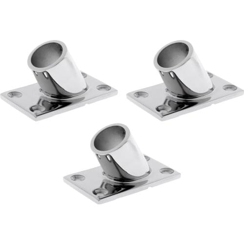 3pcs pcs Stainless Steel Handrail Square Stanchion Base 60° 22mm Tube