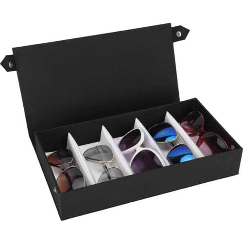 5 Grids Eye Glasses Storage Box Protective Sunglasses Display Case Travel Jewelry Organizer