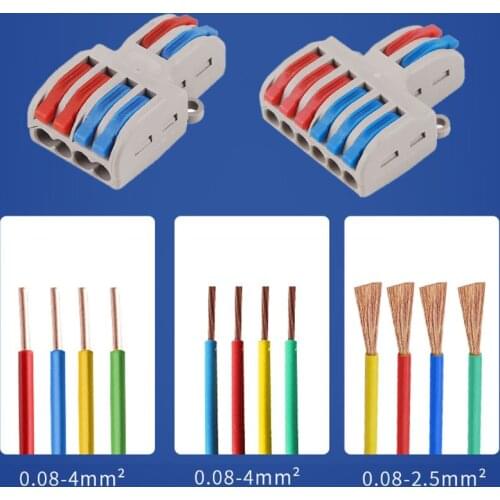5PCS SPL-42/62 2 In 4/6 Out Mini Quick Wire Connector Wiring Cable Connector G6DB