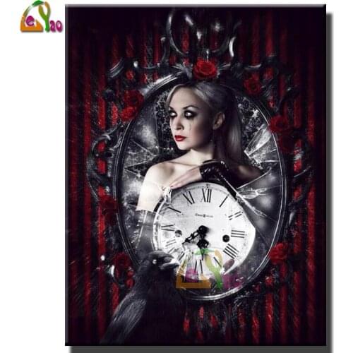 5D DIY Diamond Painting Sexy Lady Mirror Clock Picture Diamond Embroidery Cross Stitch Needlework Mosaic Crafts Home Decor Gift