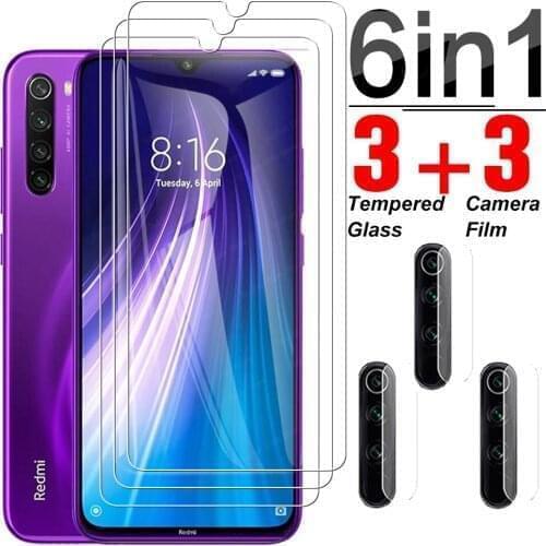 6 in 1 Tempered Glass For Xiaomi Redmi Note 8 Full Cover Screen Protector Lens Film For Redmi 8a 7a note 8 Pro 8T 7 Safety Glass