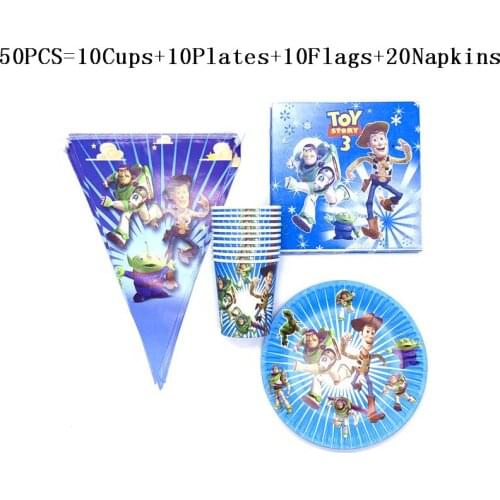 80Pcs/Lot Toy Story Theme Children Birthday Party Cups Plates Flags Napkin Wedding Family Party Hanging Banner Decoration Supply