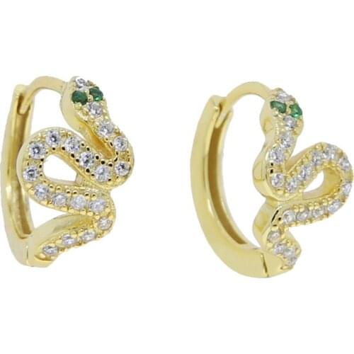 925 Sterling Silver Snake Small Hoop Earring Micro Pave 5A CZ High Quality Silver Jewelry Fashion