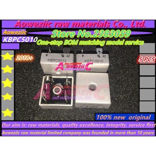 Aoweziic 5PCS 2018+ 100% new original KBPC5010 rectifier bridge pier 50A 1000V 5010 square bridge single phase square flat foot
