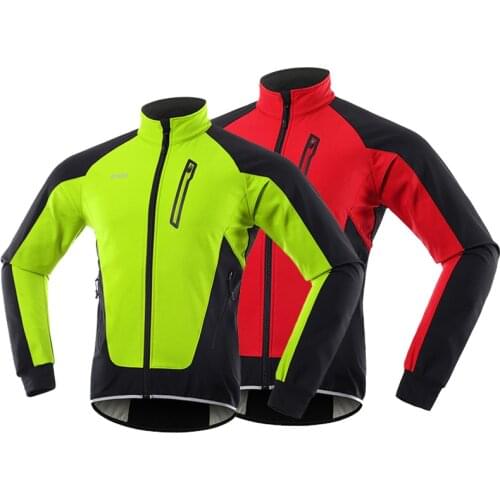 ARSUXEO Mens Winter Thermal Fleece Cycling Jacket Warm Up Bicycle MTB Bike Clothing Jersey Outdoor Sports Running Jacket