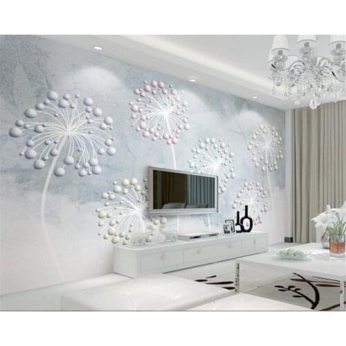 Beibehang Custom Wallpaper murals reliefs dandelion Wall Painting Bedroom Living Room TV Background Wall 3d Wallpaper Home Decor