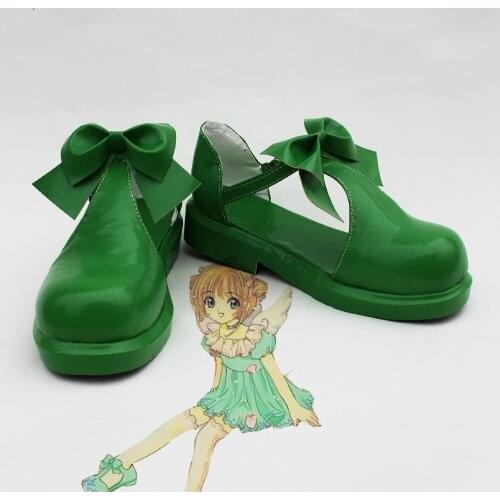 Free shipping Custom cheap Green Sakura Shoes from Cardcaptor Sakura Cosplay Halloween