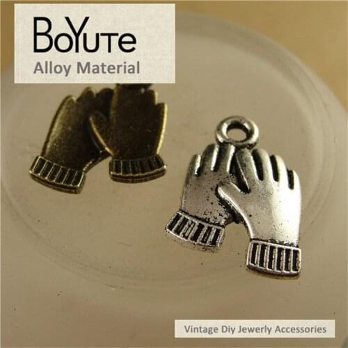 BoYuTe (100 Pieces/Lot) 13*19MM Antique Bronze Silver Plated Zinc Alloy Materials Gloves Charms Diy Charms for Jewelry Making