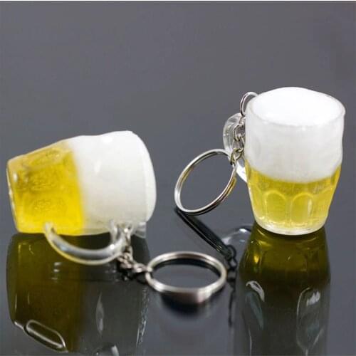 Beer Cups Keychain For Women Men Summer Simulation Food Handicraft Trend Beer Cup Pendant Key Rings Creative Car Bag Key Holder