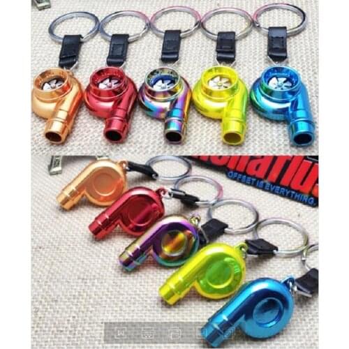 Real Whistle Sound Turbo Keychain Key Chain Ring Spinning Turbine Keyring Keyfob