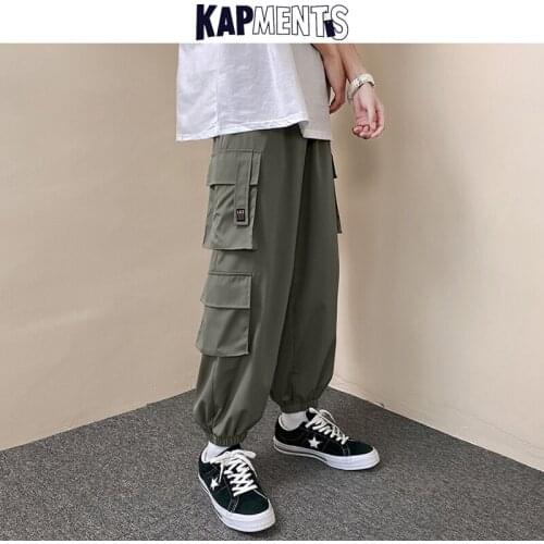 KAPMENTS Men Cargo Pockets Harajuku Streetwear Designer Sweatpants 2021 Mens Baggy Causal Vintage Joggers Pants Male Kpop Pants