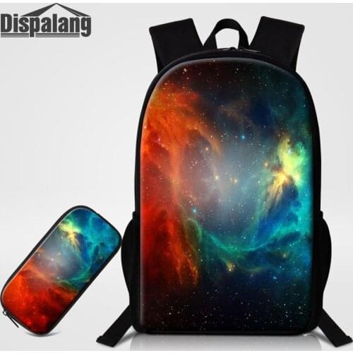 Dispalang Primary School Backpack Bookbag Galaxy Univer Space School Bag For Girls Boys 2PCS Set Schoolbag Pencil Case Child Bag